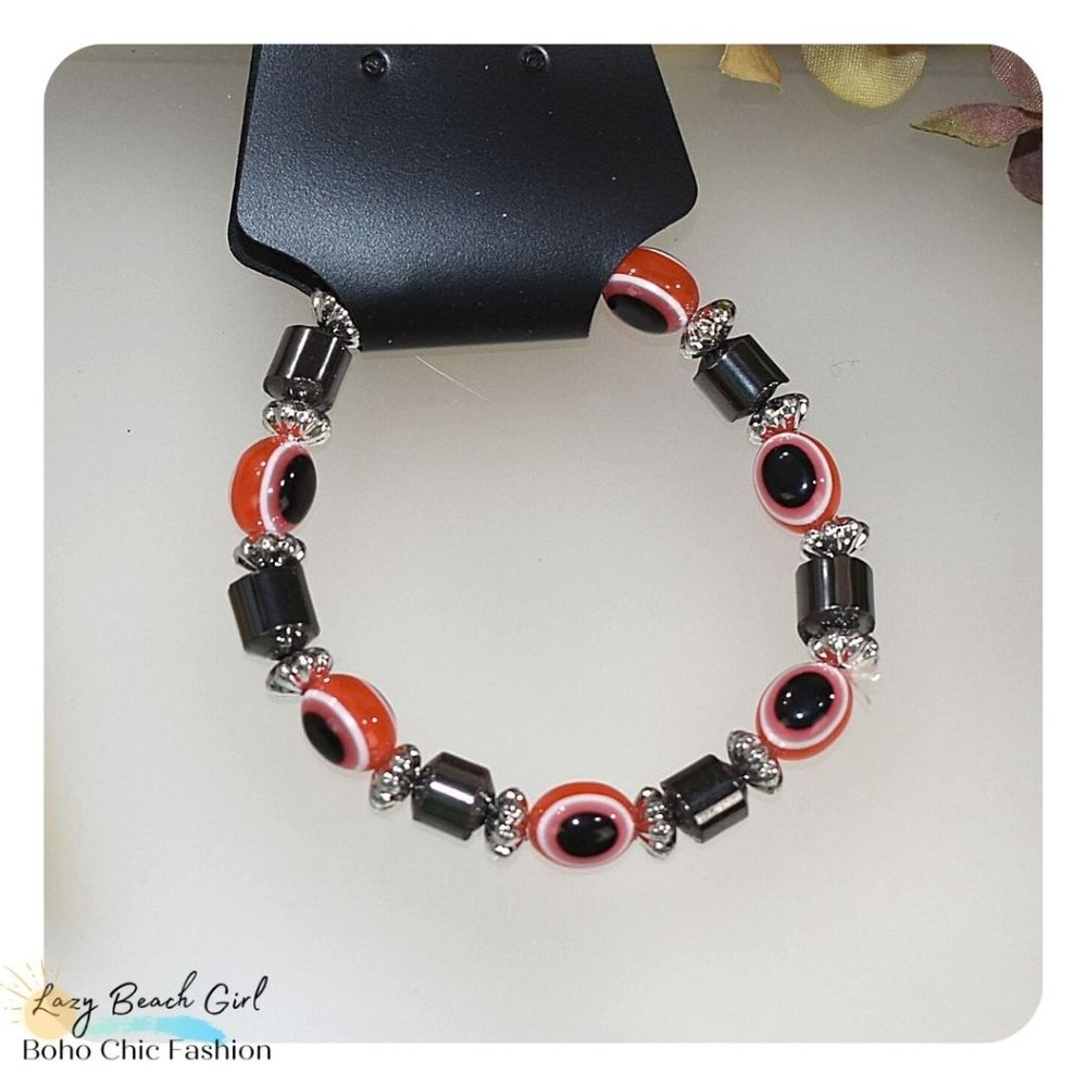 Black & Red Beaded Bracelet